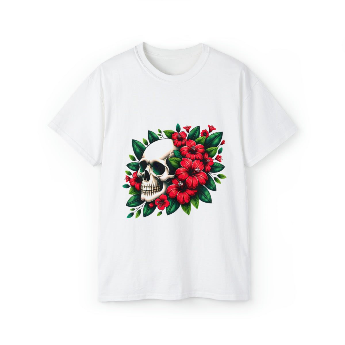 Flower Skull T-Shirt - White, 3XL image