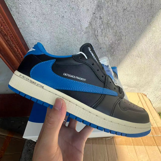 Fragment x Travis Scott x AJ 1 Low 3.0 "Black and White Blue" Shoes Sneakers – nk0005308 image 2