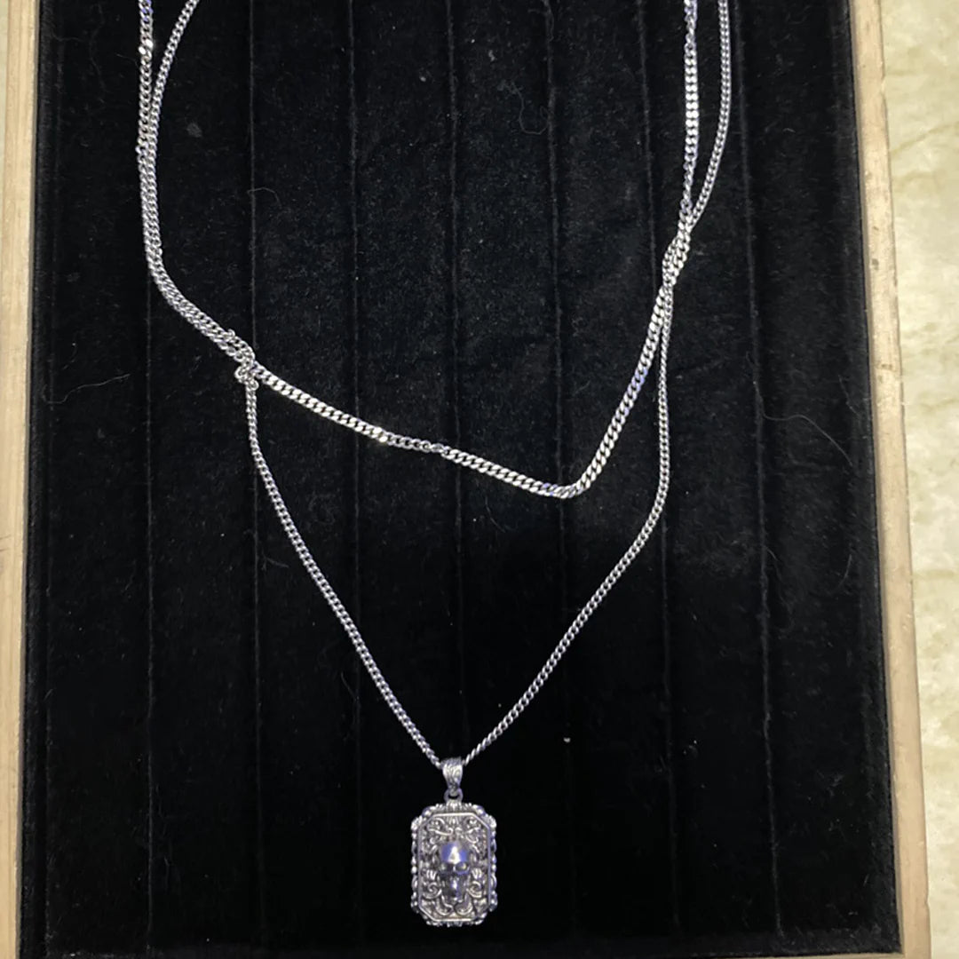 McQueen Engraved Skull Necklace - MC0005 - Silver image