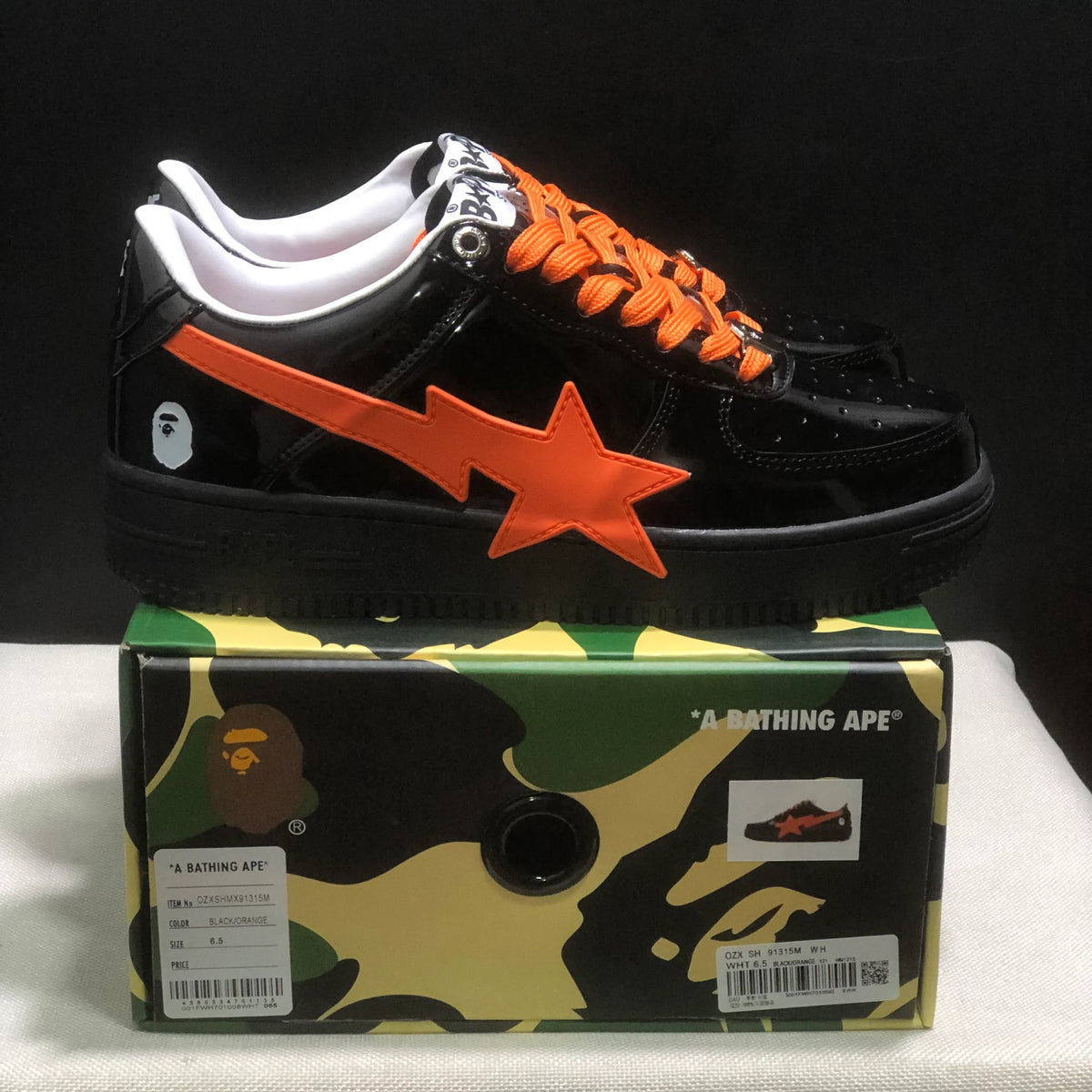 A Bathing Ape Bape Sta OS Feature Exclusive M2 Black Orange Shoes Sneakers - nk0005512 image 9