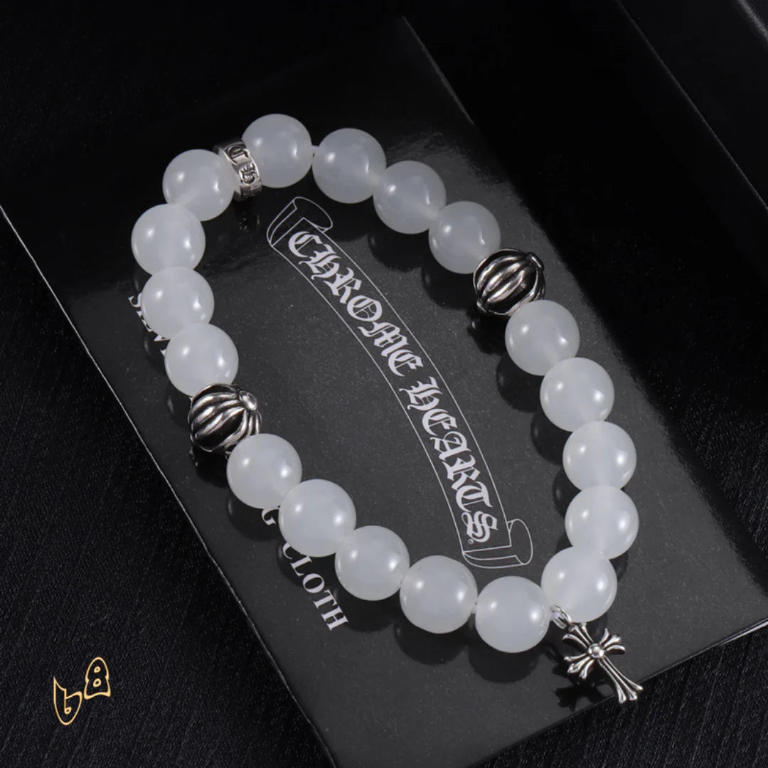 CH White Beaded Cross Bracelet - CH0078 image 4