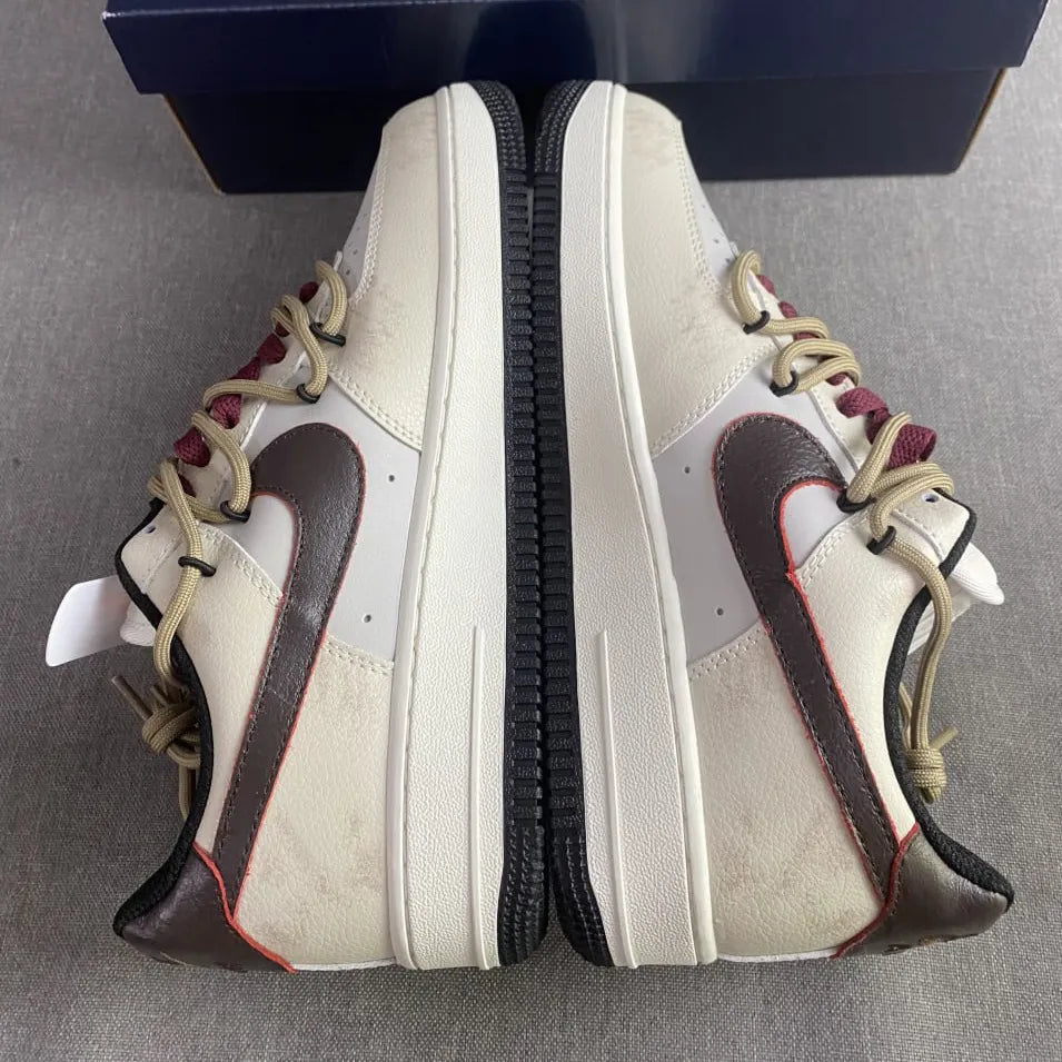 AF 1 Cream and Burgundy Shoes Sneakers - nk0005387 image 8