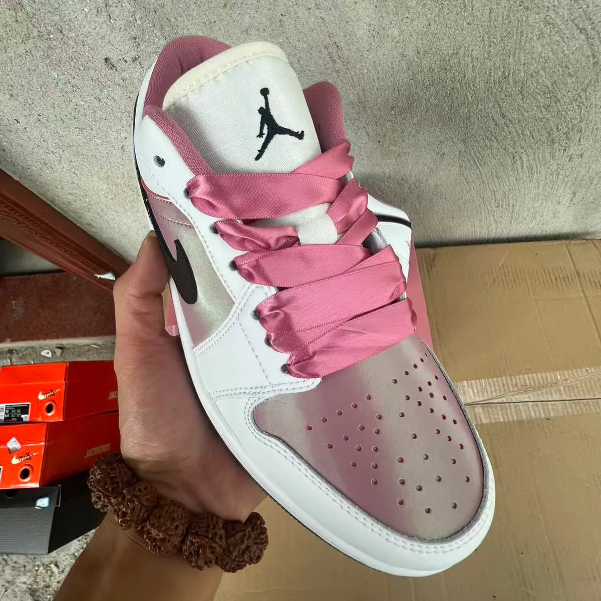 AJ 1 Low SE White Black Desert Berry Shoes Sneakers – nk0005310 image 10