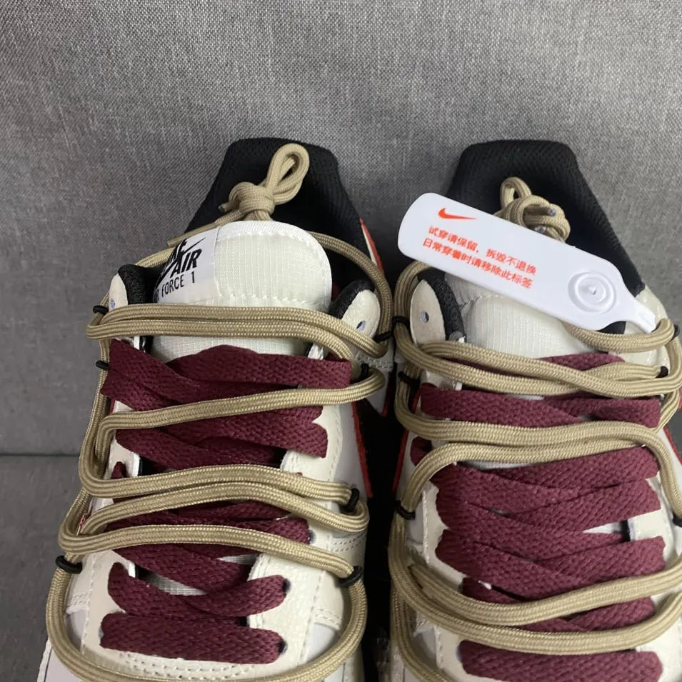 AF 1 Cream and Burgundy Shoes Sneakers - nk0005387 image 6