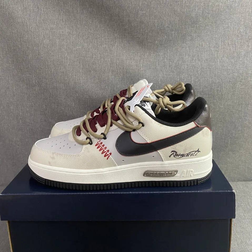 AF 1 Cream and Burgundy Shoes Sneakers - nk0005387 image 3