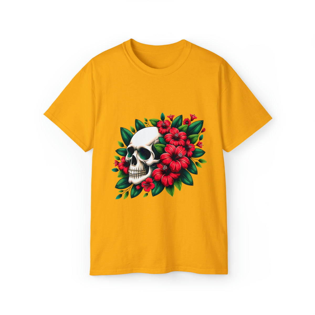 Flower Skull T-Shirt - Gold, M image