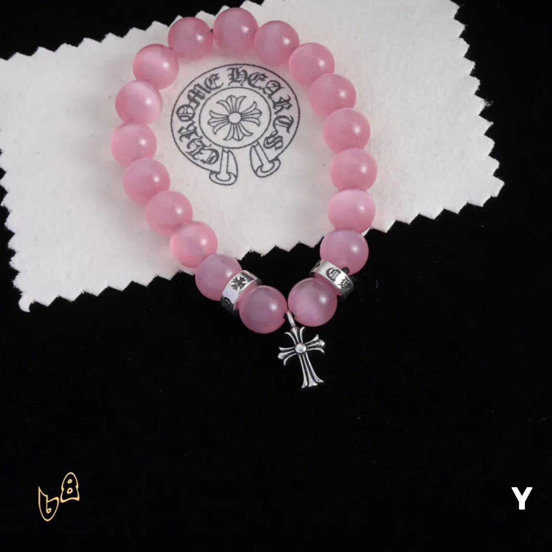 CH Beaded Cross Bracelet - CH0070 - Pink image
