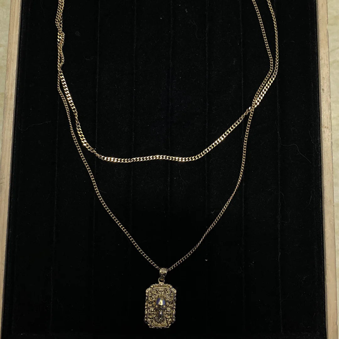 McQueen Engraved Skull Necklace - MC0005 - Gold image