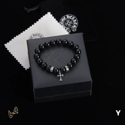 CH Beaded Cross Bracelet - CH0070 - Black image