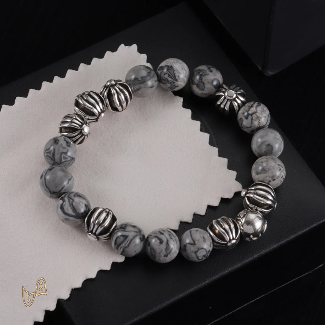 CH Grey Beaded Cross Bracelet - CH0069 image 1