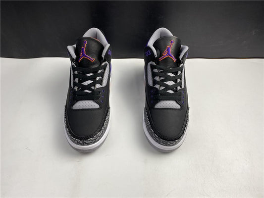 AJ 3 Retro Black Court Purple Shoes Sneakers - nk0000817 image 2