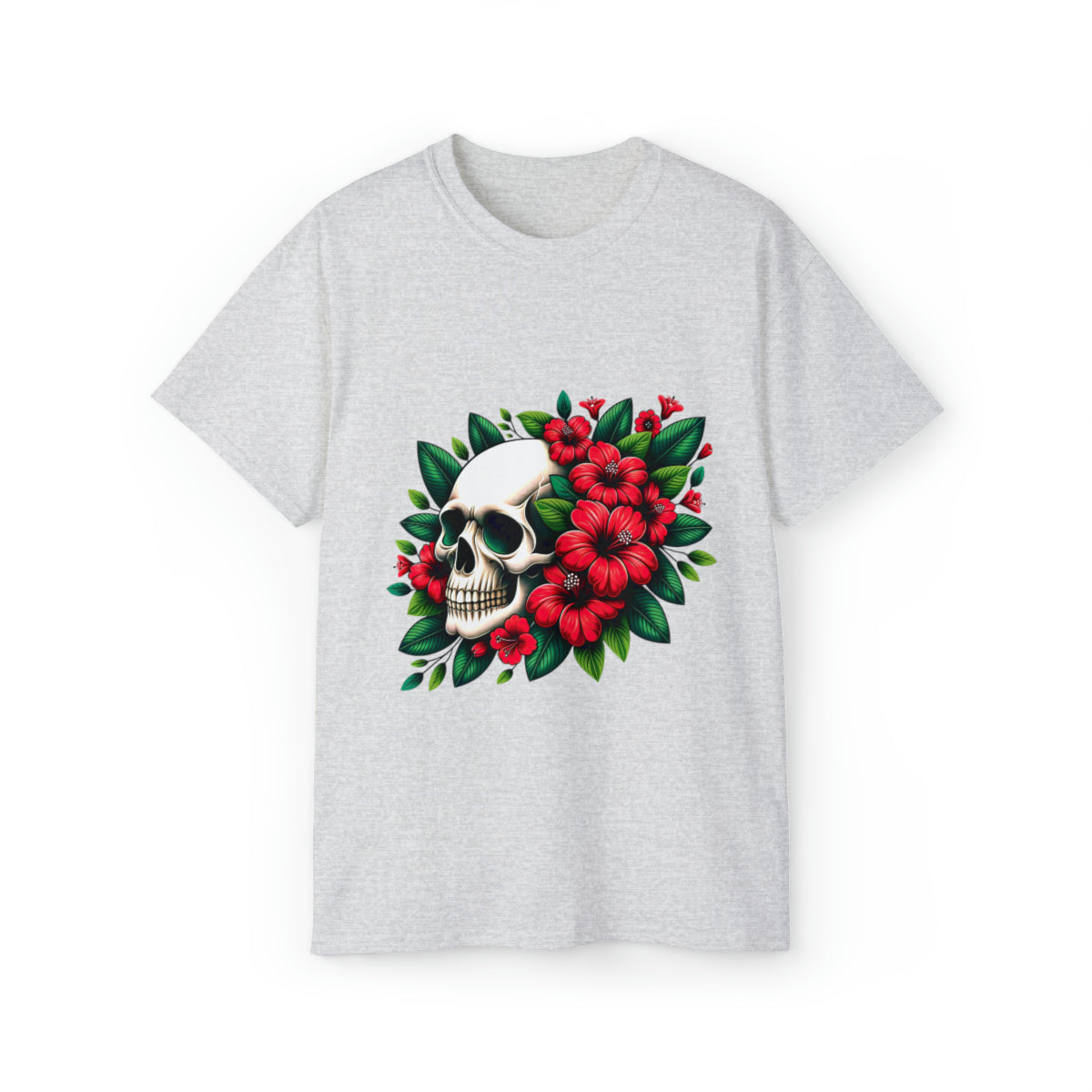 Flower Skull T-Shirt - Ash, M image